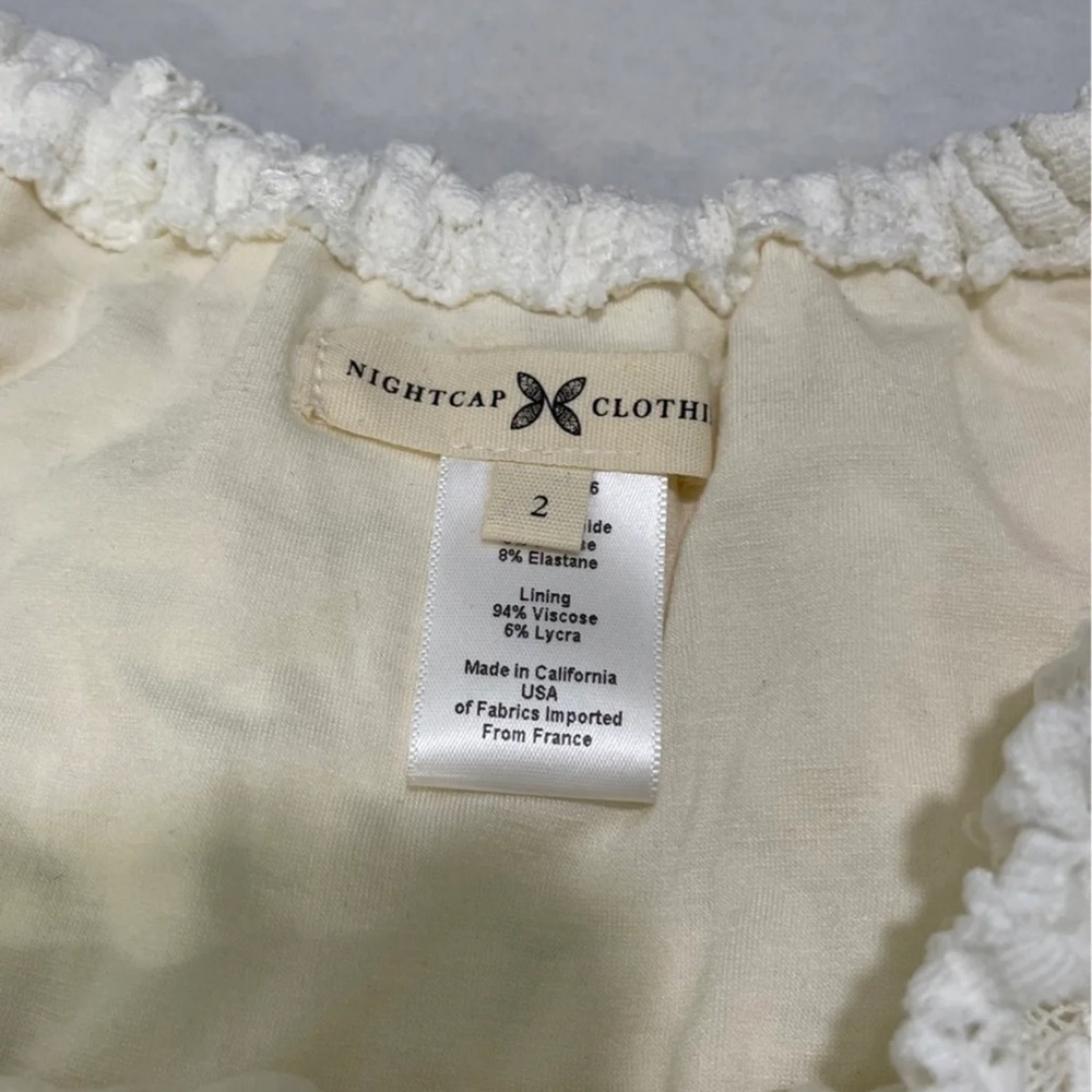 Nwt $198 Nightcap Night Cap Spanish Lace Off Shoulder Top Shirt White Small S 2 - Picture 7 of 12